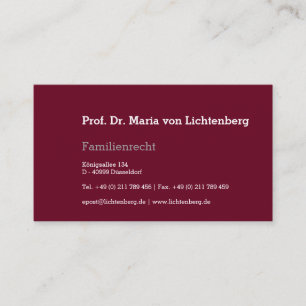 Gesetz über Visitenkarten Visitenkarte