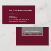 Gesetz über Visitenkarten Visitenkarte (Vorne/Hinten)