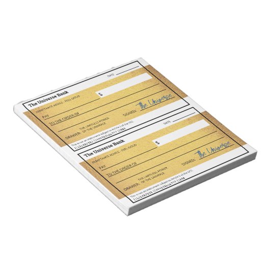 Gesetz zur Anziehung Blank Money Karo Gold Notizblock (angewinkelt)