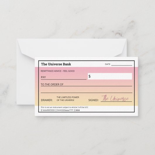 Gesetz zur Anziehung Niedlichen rosa manifestes Ge Mitteilungskarte (Vorderseite)