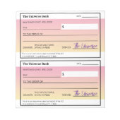 Gesetz zur Anziehung rosafarbener glänzender Karo Notizblock (Vorderseite)