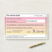 Gesetz zur Anziehung unangebrachten Karos - rosa M Post-it Klebezettel (Auf Schreibtisch)