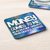 Gesetz zur Anziehung von Geld Manifestation Quoten Getränkeuntersetzer (Linke Seite)