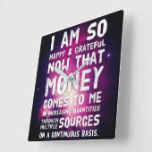 Gesetz zur Anziehung von Geld Manifestation Quoten Quadratische Wanduhr (Winkel)