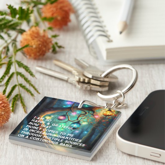 Gesetz zur Anziehung von Geld Manifestation Quoten Schlüsselanhänger (Vorderseite rechts)