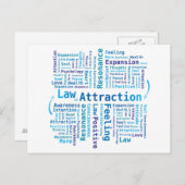 Gesetz zur Anziehung von Word Cloud in blauen Farb Postkarte (Vorne/Hinten)