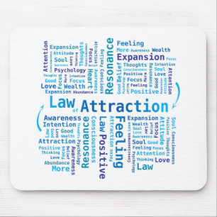 Gesetz zur Anziehung Word Cloud Tag in blauen Farb Mousepad