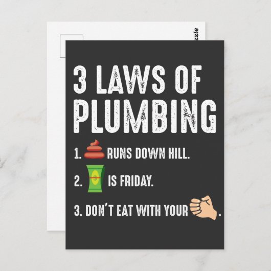 Gesetze zum Klempnergeschenk für die Klempnerreise Postkarte (Vorne/Hinten)