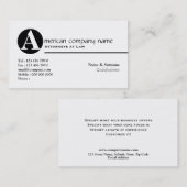 Gesetzeslegales Rechtsanwaltsmonogramm A Visitenkarte (Vorne/Hinten)