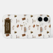 Gesetzliche Skala Gavel Rechtes antikes Muster Case-Mate iPhone Hülle (Rückseite (Horizontal))