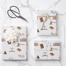Gesetzliche Skala Gavel Rechtes antikes Muster Geschenkpapier Set