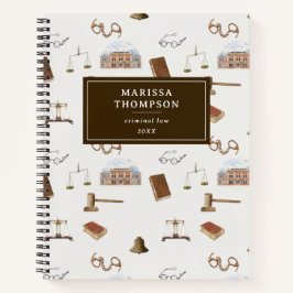 Gesetzliche Skala Gavel Rechtes antikes Muster Notizblock