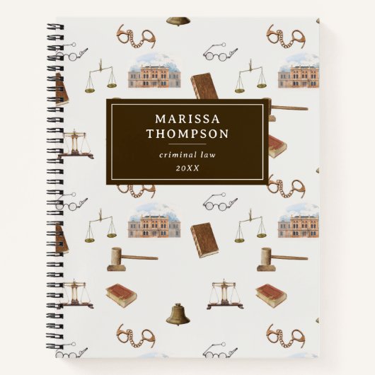 Gesetzliche Skala Gavel Rechtes antikes Muster Notizblock (Vorderseite)