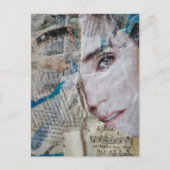 Gesicht Abstrakt Mixed Media Collage Postkarte (Vorderseite)
