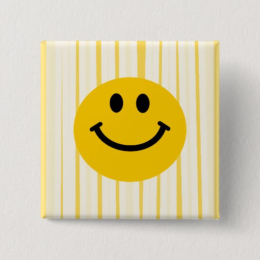 Gesicht auf sonnigen gelben Streifen Button (Vorderseite)