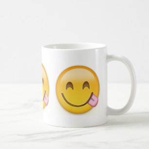 Gesicht, das köstliche Nahrung Emoji Savouring is Kaffeetasse