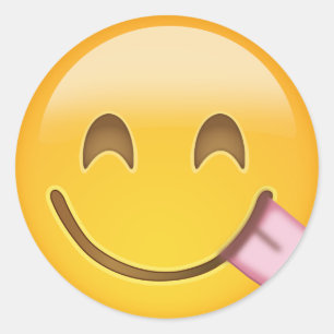 Gesicht, das köstliche Nahrung Emoji Savouring is Runder Aufkleber