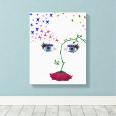 Gesicht des abstrakten Mädchens Nature Leinwanddruck (Insitu (Holzboden))