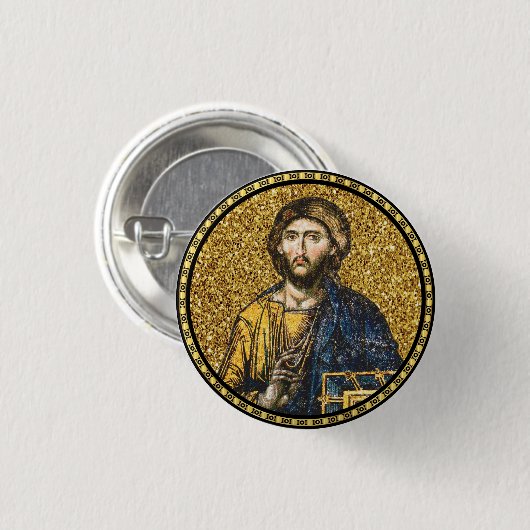 Gesicht des jesus-Christus-Orthodoxen Haga-Sophia- Button (Vorne & Hinten)