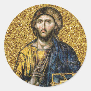 Gesicht des jesus-Christus-Orthodoxen Haga-Sophia- Runder Aufkleber