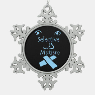 Gesicht des selektiven Mutismus Schneeflocken Zinn-Ornament
