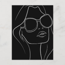 Gesicht einer Frau hinter einer Sonnenbrille, Line