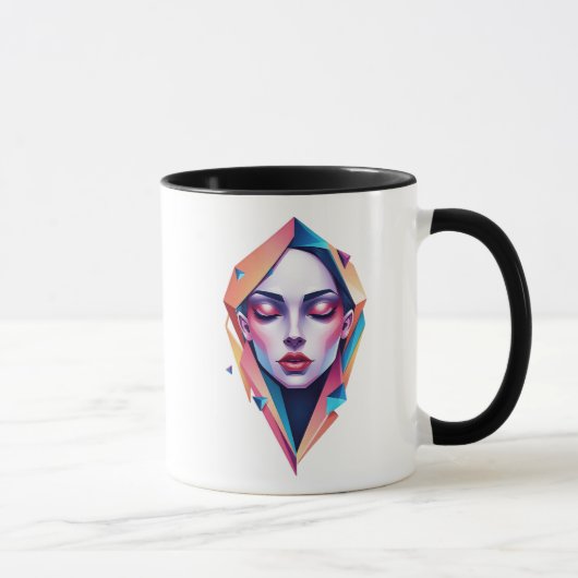 Gesicht einer Frau mit geometrischen Eigenschaften Tasse (Rechts)