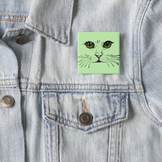 Gesicht einer Katze Long Whiskers Helle grüne Auge Button (Beispiel)
