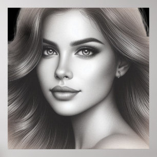 Gesicht einer süßen jungen Frau auf einer 24x24 Sc Poster