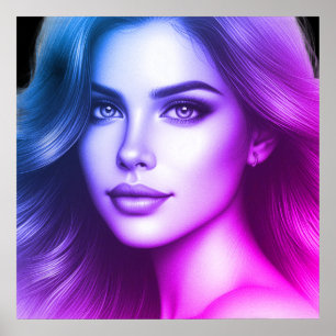 Gesicht einer süßen jungen Frau auf einer 24x24 Sc Poster