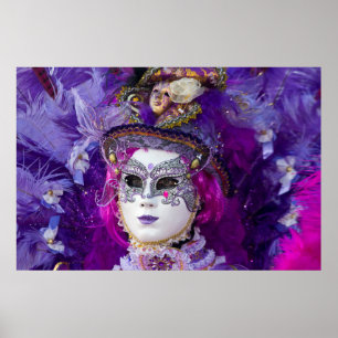 Gesicht eines Karnevalskostüms, Venedig Poster
