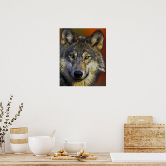 Gesicht eines Wolf-Fotos Poster (Küche)