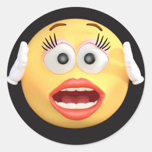 Gesicht Emoji mit überraschendem Gesicht Runder Aufkleber