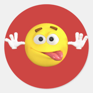 Gesicht Emoji, welches heraus das Zunge-Necken Runder Aufkleber