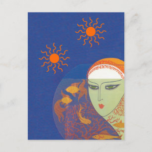 Gesicht hinter der Fishbowl Post Card Postkarte