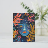 Gesicht in den Pflanzen Postkarte (Stehend Vorderseite)