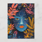 Gesicht in den Pflanzen Postkarte (Vorderseite)