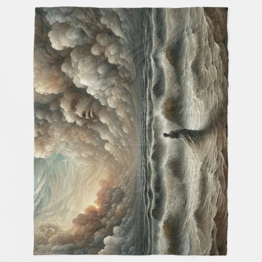 Gesicht in den Wolken - Landschaft des Surrealen O Fleecedecke (Vorderseite)