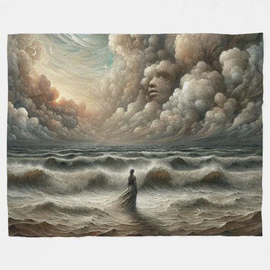 Gesicht in den Wolken - Landschaft des Surrealen O Fleecedecke (Vorderseite (Horizontal))