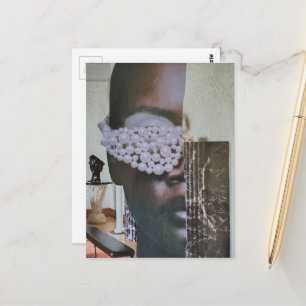 Gesicht in der Wohnzimmer Collage Postkarte