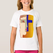 Gesicht in einem T - Shirt mit Kreuzmädchen (Vorderseite)