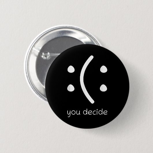 Gesicht Lächeln Glücklich Oder Traurig Lustig Du E Button (Vorne & Hinten)