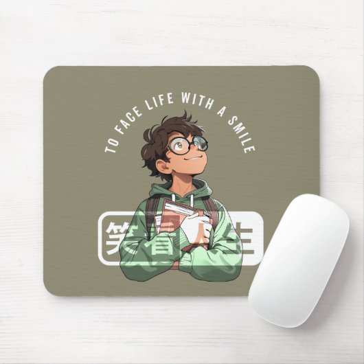 Gesicht Leben mit Lächeln | Mousepad (Mit Mouse)