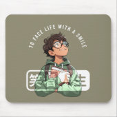 Gesicht Leben mit Lächeln | Mousepad (Vorne)