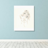 Gesicht mit blühenden Blume Leinwanddruck (Insitu (Holzboden))