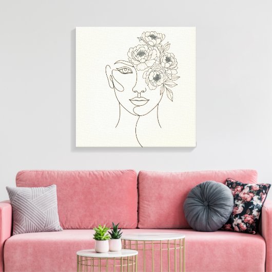 Gesicht mit blühenden Blume Leinwanddruck (Insitu (Wohnzimmer))