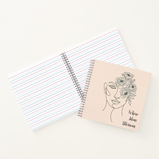 Gesicht mit blühenden Blume Notizblock (Innenseite)