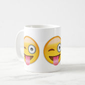Gesicht mit festem lecken heraus auf und Auge Kaffeetasse (Vorderseite Links)