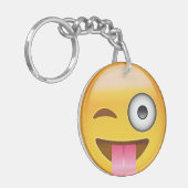 Gesicht mit festem lecken heraus auf und Auge Schlüsselanhänger (Vorderseite links)