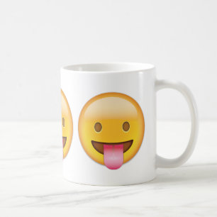 Gesicht mit festem lecken heraus Emoji auf Kaffeetasse